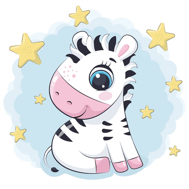Download Cute baby zebra with stars. illustration for baby shower ...