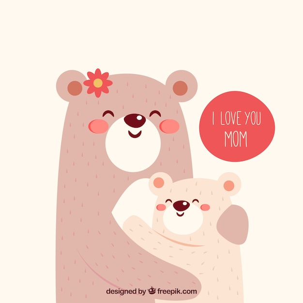 Premium Vector | Cute background of bears hugging each other for mother ...