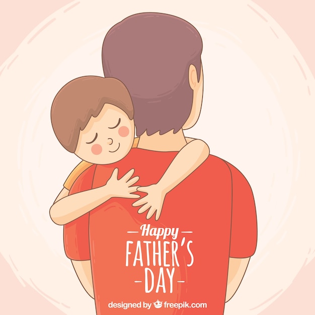 Download Free Vector | Cute background of son hugging his father