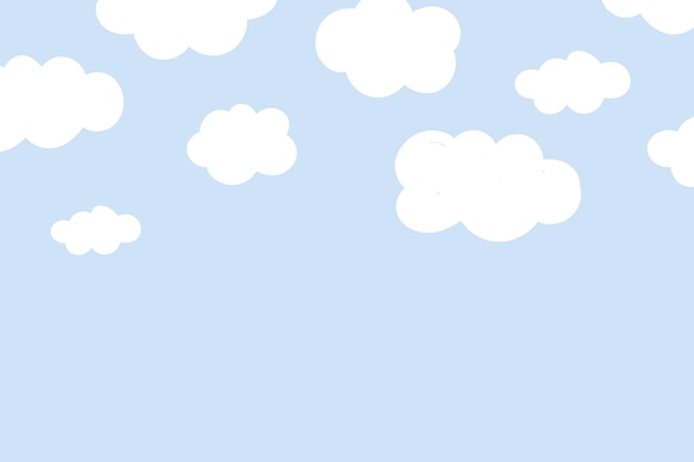 ふわふわの雲模様のかわいい背景 無料のベクター