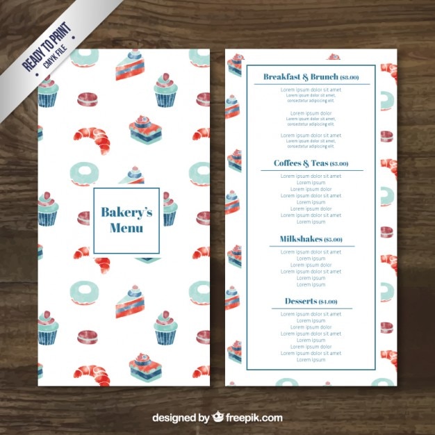 Premium Vector | Cute bakery menu template