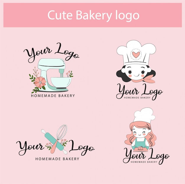 Download Free Cute Bakery Shop Logo Template Design Collection Set Premium Vector Use our free logo maker to create a logo and build your brand. Put your logo on business cards, promotional products, or your website for brand visibility.