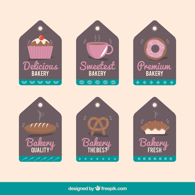 Download Premium Vector | Cute bakery tags pack