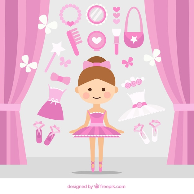 Cute ballerina with pink accessories