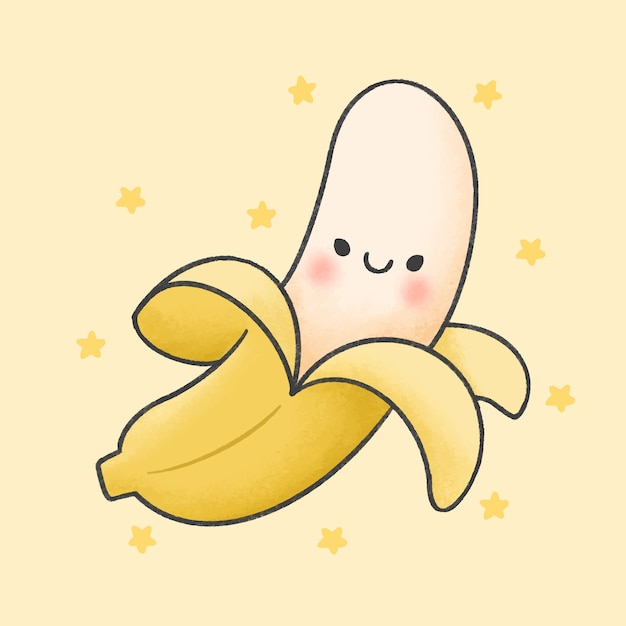 Premium Vector Cute banana cartoon hand drawn style