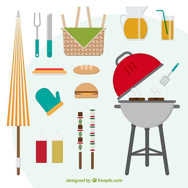 Free Vector | Cute barbecue day collection