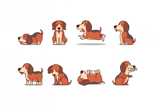 かわいいビーグル子犬犬イラスト プレミアムベクター