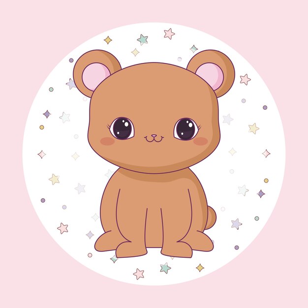 Premium Vector | Cute bear anima in frame circular