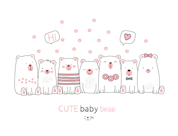 Premium Vector | The cute bear animal cartoon on white background. hand ...