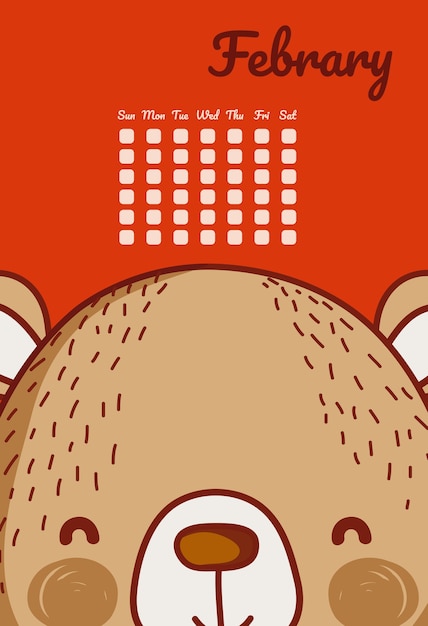 Premium Vector | Cute bear calendar cartoon