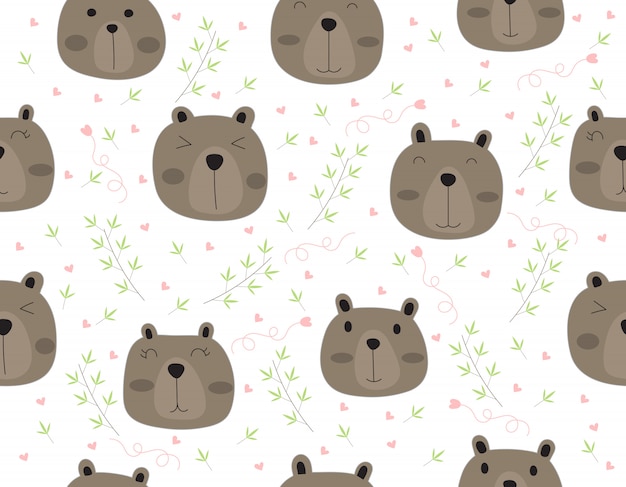 Premium Vector | Cute bear cartoon seamless pattern animal