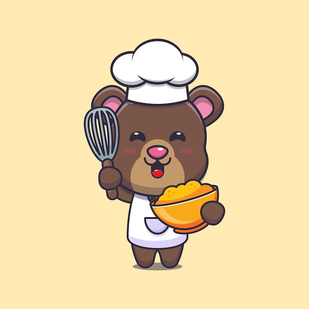 Premium Vector | Cute Bear Chef Mascot Cartoon Character