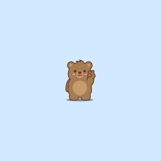 Premium Vector | Cute bear doing victory sign