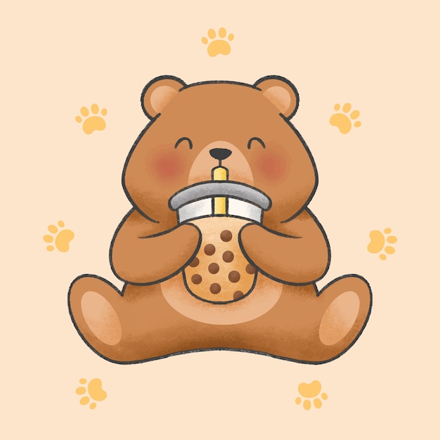Download Free Cute Bear Eat Bubble Milk Tea Cartoon Hand Drawn Style Premium Use our free logo maker to create a logo and build your brand. Put your logo on business cards, promotional products, or your website for brand visibility.