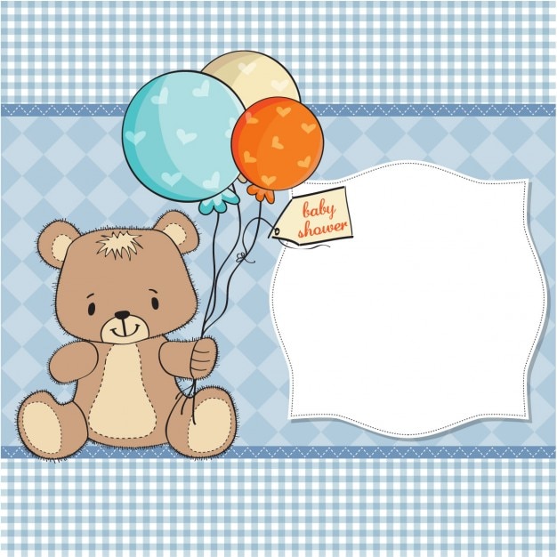Download Cute bear holding balloons for baby shower | Free Vector