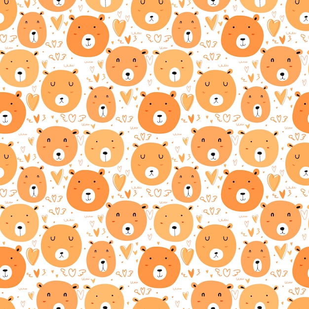 Premium Vector | Cute bear seamless pattern