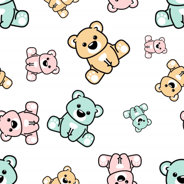 Download Cute bear sitting seamless pattern Vector | Premium Download