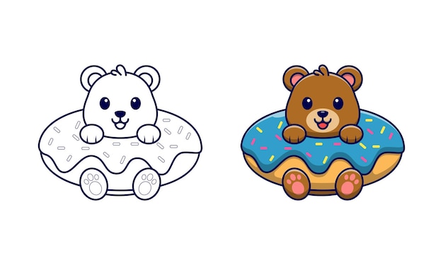 Download Premium Vector Cute Bear With Dessert Cartoon Coloring Pages For Kids