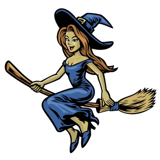 naked witch riding broom
