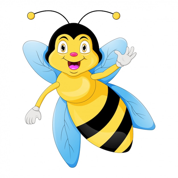 Premium Vector | Cute bee cartoon waving hand