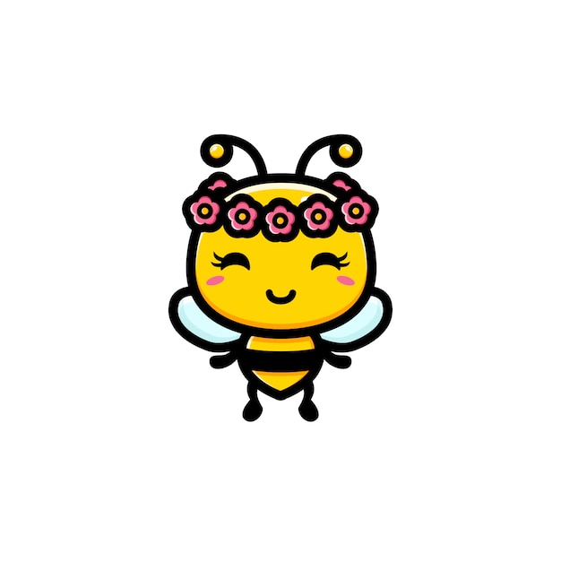 かわいい蜂のキャラクターデザイン プレミアムベクター