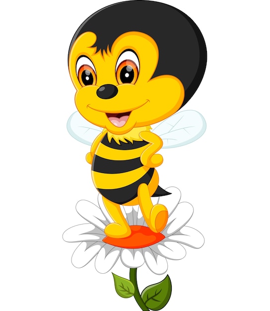 Cute bee on the flower | Premium Vector