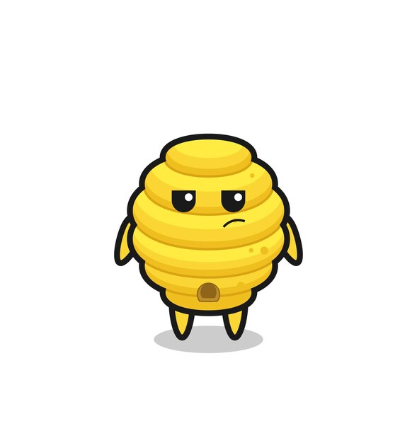 Premium Vector | Cute bee hive character with suspicious expression