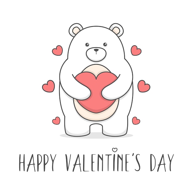 Premium Vector | Cute big polar bear valentines day