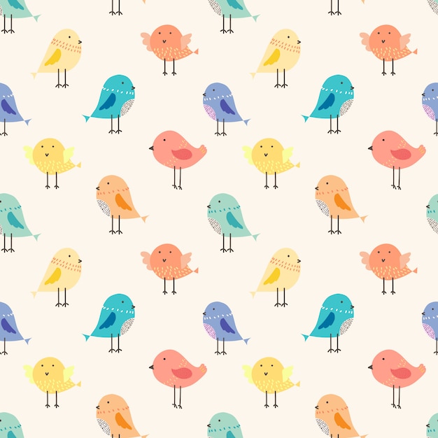 Premium Vector | Cute bird seamless pattern background