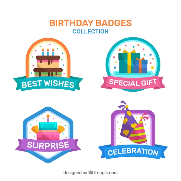 Free Vector Cute Birthday Badges