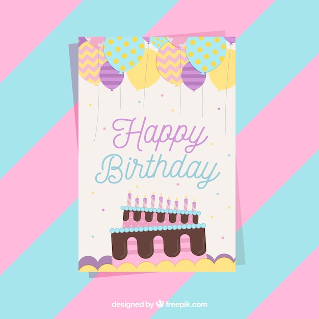 Free Vector | Cute birthday card in flat design