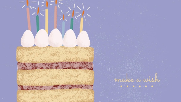 ケーキのイラストとかわいい誕生日の挨拶テンプレート 無料のベクター