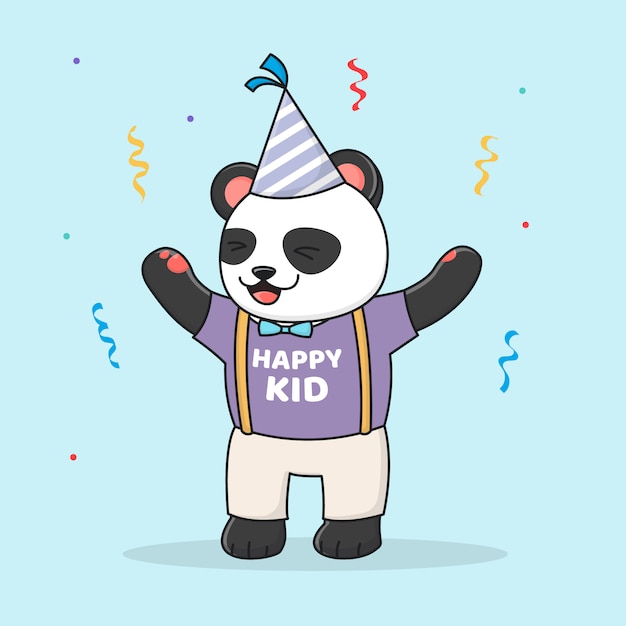 Download Premium Vector | Cute birthday panda with hat