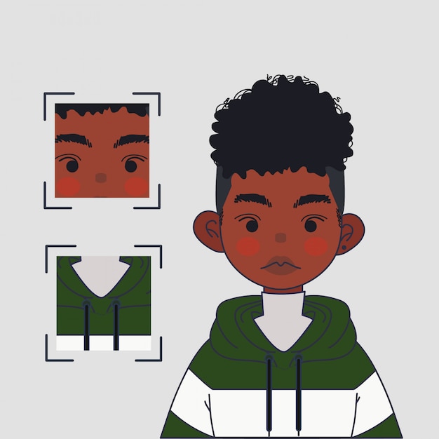 かわいい黒人少年のイラスト ハンサムな黒人少年のイラスト プレミアムベクター