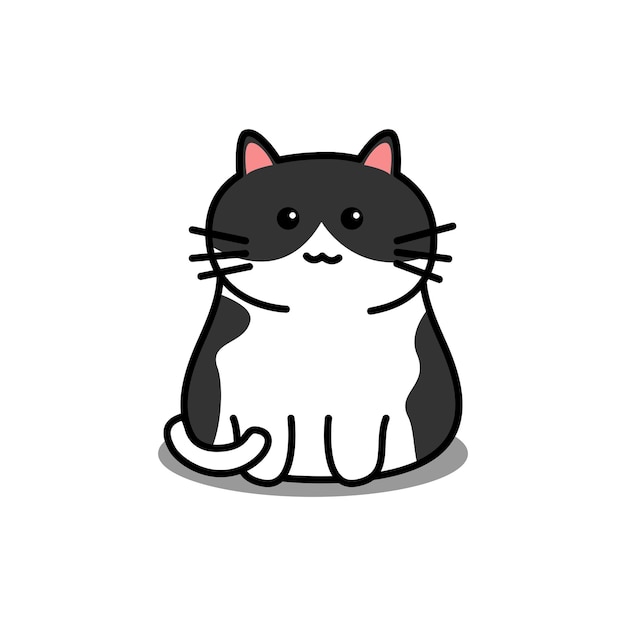 Premium Vector Cute Black And White Cat Cartoon