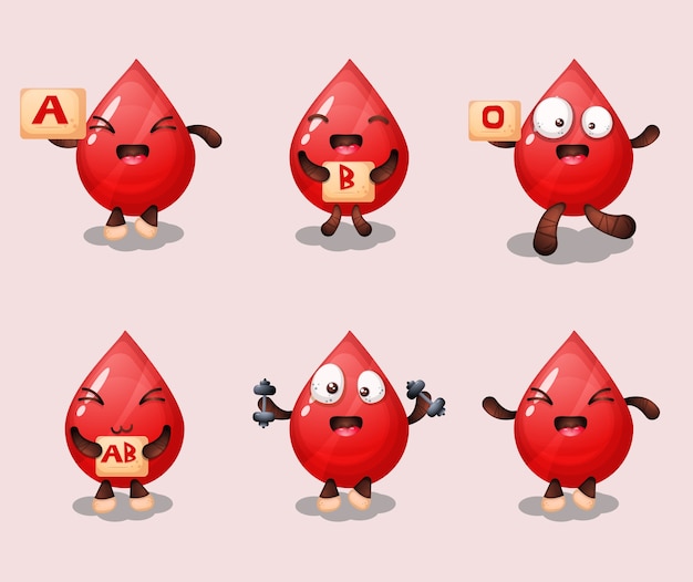 Premium Vector | Cute bloods cartoon set