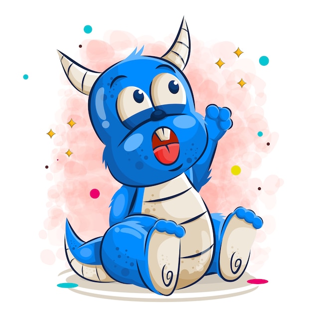 Download Premium Vector | Cute blue baby dragon cartoon, illustration.