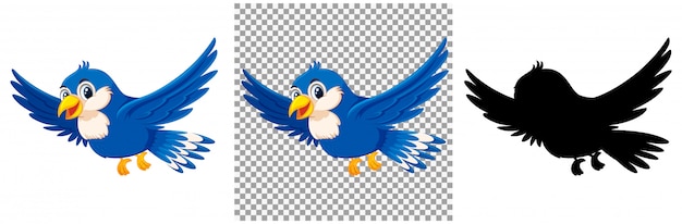 かわいい青い鳥の漫画のキャラクター プレミアムベクター