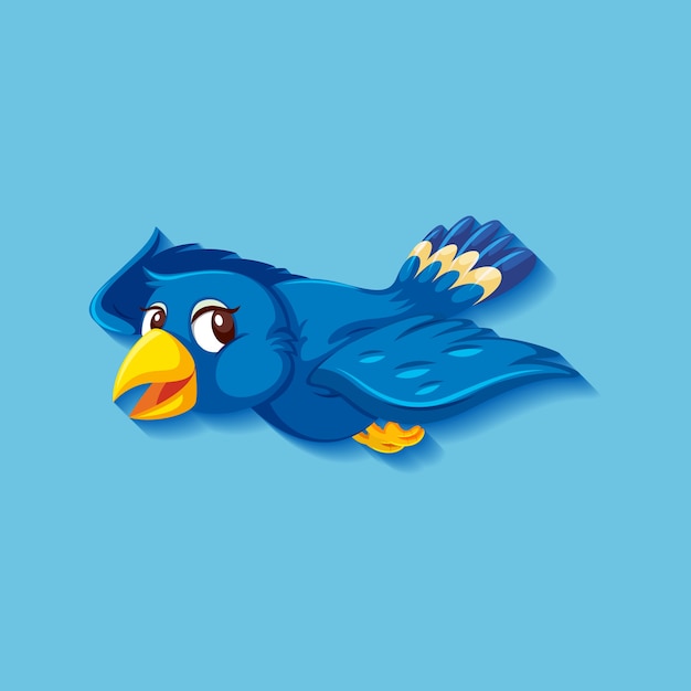 かわいい青い鳥の漫画のキャラクター プレミアムベクター