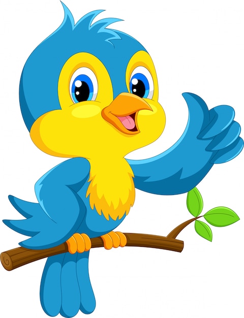 Premium Vector | Cute blue bird cartoon