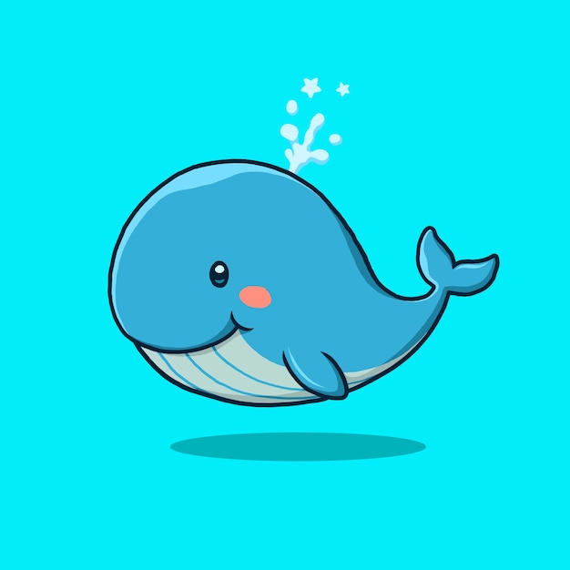 Premium Vector Cute Blue Whale Cartoon Isolated On Blue