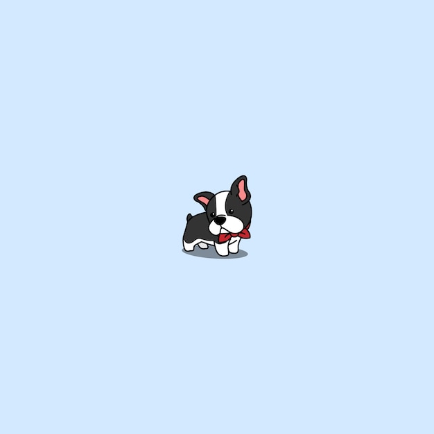 プレミアムベクター かわいいボストンテリア子犬漫画アイコン