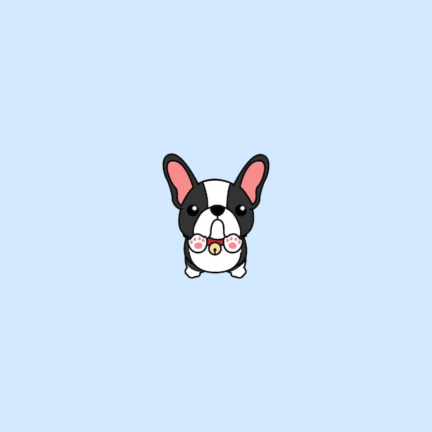かわいいボストンテリアの子犬ジャンプ漫画のアイコン プレミアムベクター