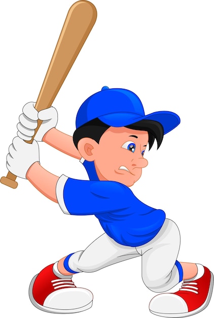 Premium Vector | Cute boy baseball player