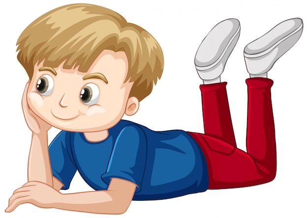 Free Vector Cute Boy In Blue Shirt Laying Down