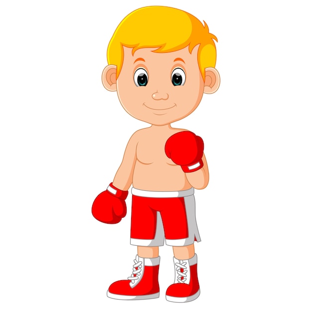 Download Cute boy boxing cartoon | Premium Vector