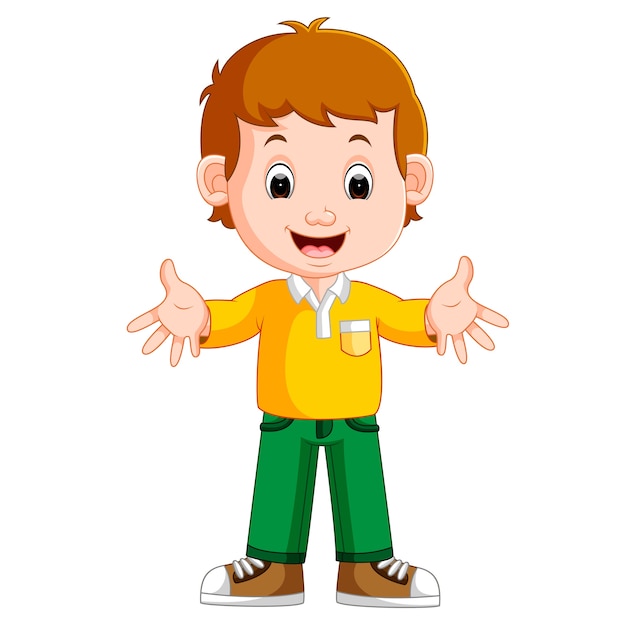 Premium Vector | Cute boy cartoon good posing