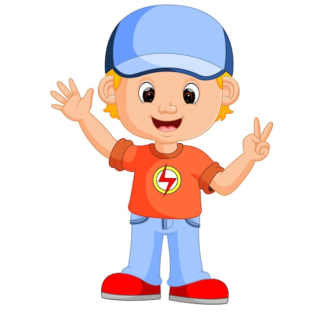 Cute boy cartoon posing | Premium Vector