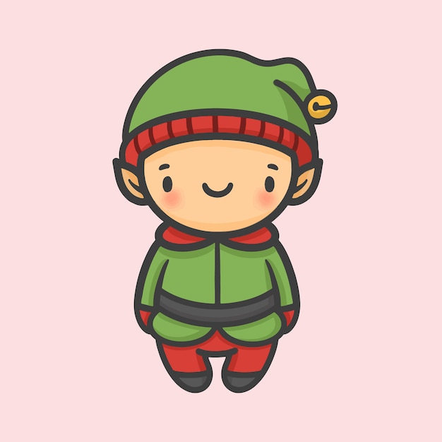 Premium Vector | Cute boy costume elf christmas hand drawn cartoon style