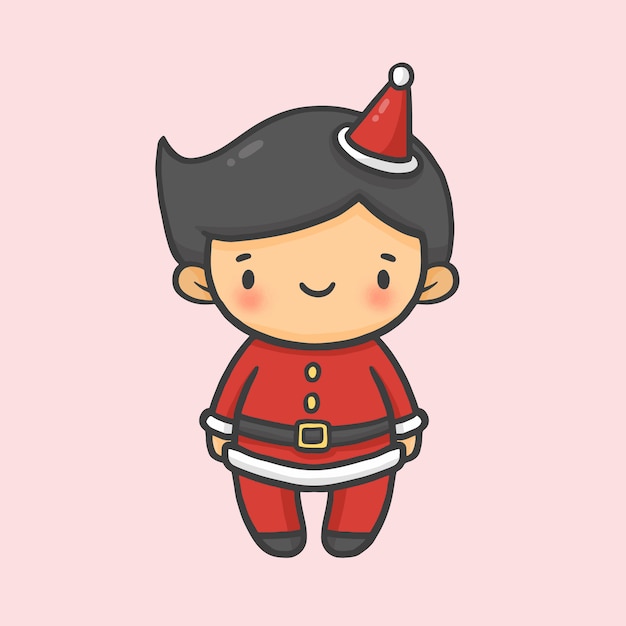 Download Cute boy costume santa christmas hand drawn cartoon style ...